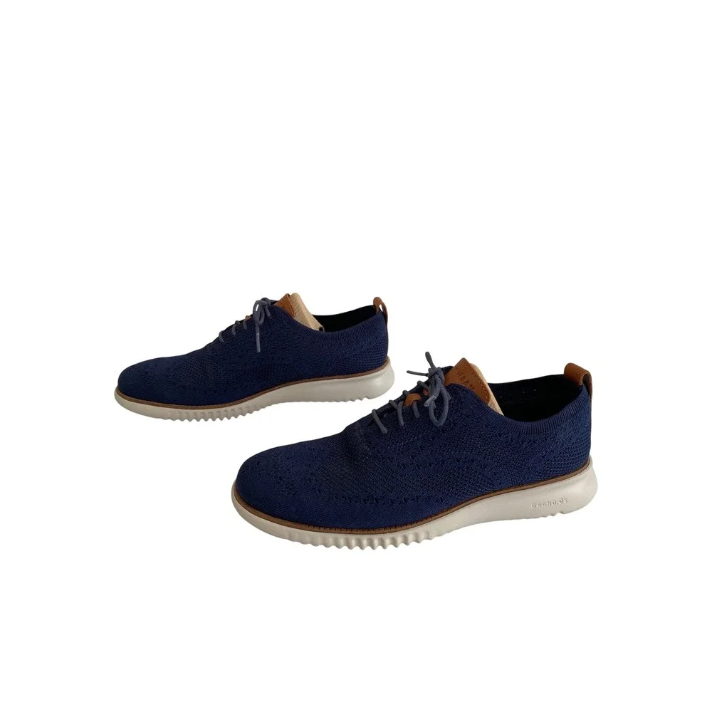 Cole Haan Zero Grand Knit Lite‎ Wingtip Oxford Mens 9M Navy Blue Casual Shoes